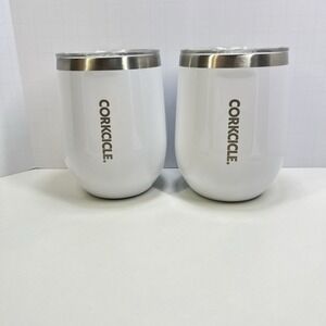 Corkcicle Stemless Wine Tumbler 12 Oz White Stainless Lot of 2 Uline